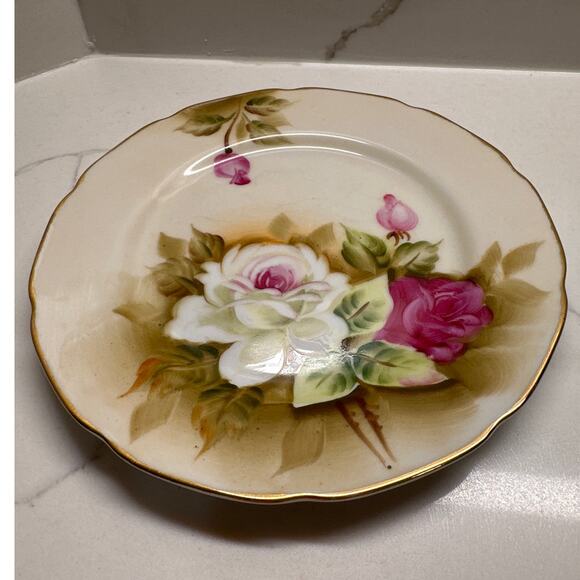 Salad Plate Heritage Brown (Floral) by Lefton Discontinued 1882 - Picture 1 of 6